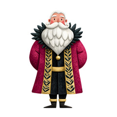  Distinguished elder gentleman in luxurious ancient costume with long white beard