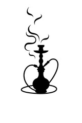 Hookah emitting smoke, presented as a black vector silhouette