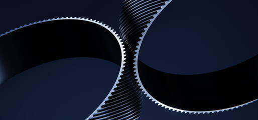  3D Abstract Technology Background with Black Helios Gears