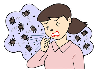 病気・疾患のイラスト - ダニアレルギー・喘息・アレルゲン