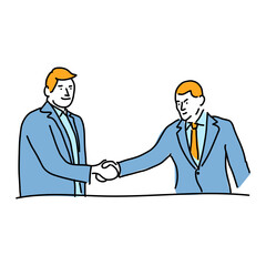Fototapeta premium Illustration of Two Businessmen in Suits Shaking Hands