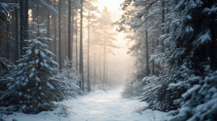 Winter forest. Beautiful snow winter landscape. Winter landscape. Beautiful wintry landscape