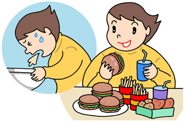 病気・疾患のイラスト - 過食症・ストレス過食・過食嘔吐