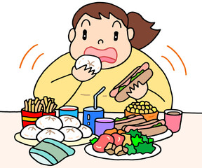 病気・疾患のイラスト - 過食症・食べ過ぎ・過剰摂食