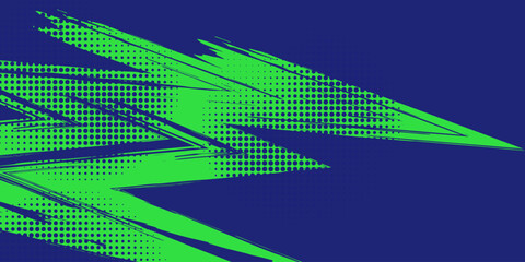 Abstract Sport Dirty Grunge Background with Green and Blue Brush Texture and Halftone Effect