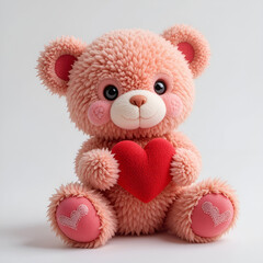 Soft romantic-themed plush toy gently holding a tiny heart.