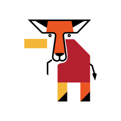 Modern Flat Illustration of a Cute Cat with Smooth Color Palette for Contemporary Designs