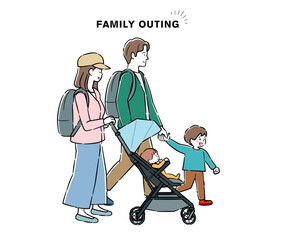 Illustration A of a family of four going out