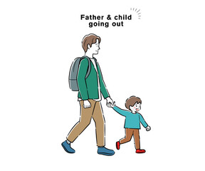 Illustration of a father and son going out 1