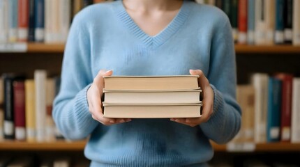 young woman holding books