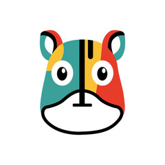 Modern Flat Style Bear Illustration with Clean Lines and Soft Color Palette for Creative Use