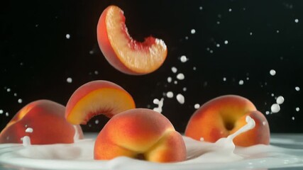 Peaches in Milk - A Refreshing and Vibrant Splash.