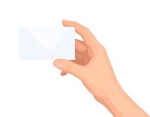 Obraz premium Hand holds a blank white card. Fingers grip. Isolated on white backdrop. Ready for your message or promotion