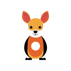 Detailed Flat Kangaroo Illustration with Simple Geometric Shapes for Contemporary Projects