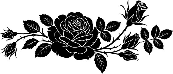 Elegant rose design, perfect for timeless invitations, tattoos, or decorative accents, a simple and striking graphic with clean lines and vintage charm © Vectors Studio
