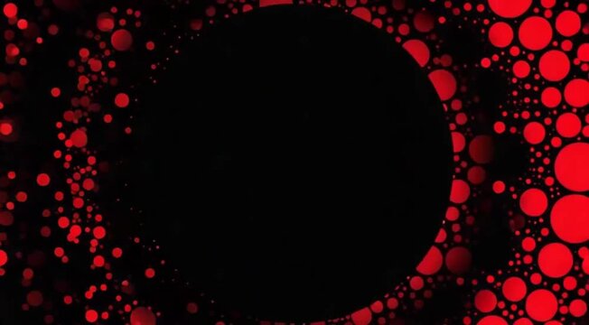 Abstract red circles over black background: A central dark void highlights depth and modern design elements.