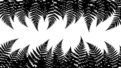 Stunning black and white fern border silhouette perfect for elegant nature themed design overlays and framing elements © Vectors Studio