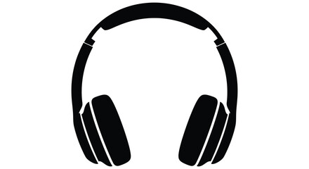 A striking black headphone design presented in a simple elegant silhouette