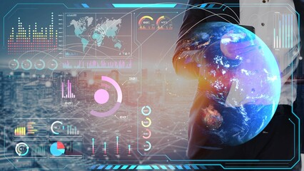 High-tech global network connection interface showing worldwide digital communication, data exchange, and internet connectivity. Global connection, data interaction, and worldwide communication. Thunk
