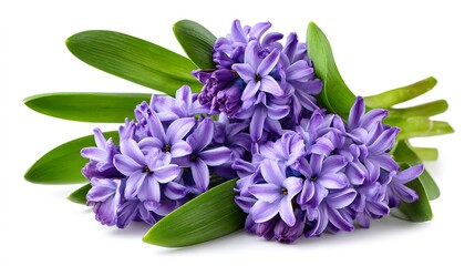 Purple hyacinth flowers blooming isolated on white