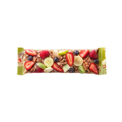 Healthy snack bar with mixed fruits and nuts on transparent background, perfect for nutritious boost anytime