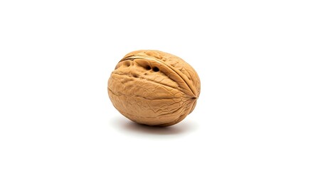 Whole brown walnut in its shell, isolated on white background isolated on white background