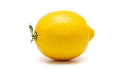 Fresh whole lemon with green leaf isolated on a white background isolated on white background