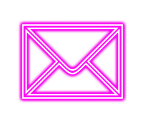 Vibrant neon pink envelope icon design with white double line border on transparent background