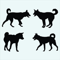 Domestic dog silhouettes. Canine animal vector illustration. Pet collection isolated.