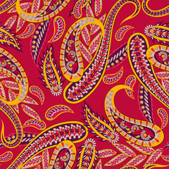 Vector textile print. Seamless Design for covers, fabrics, textiles, wrapping paper. Vector pattern Paisley Indian motifs and decorative floral elements