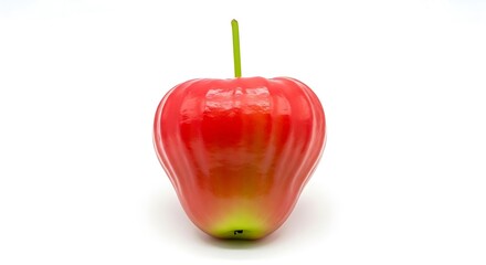 Fresh vibrant red rose apple fruit on white studio background isolated on white background
