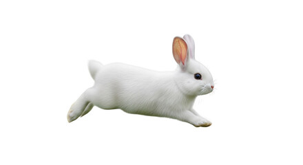 White rabbit running across green grass on black background bunny animal © mukhlesur