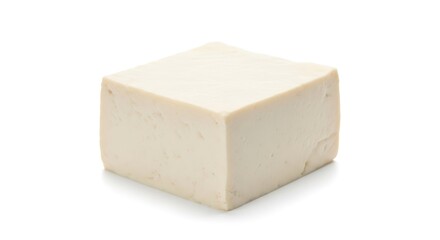 Fresh raw tofu block isolated for healthy plant-based protein isolated on white background