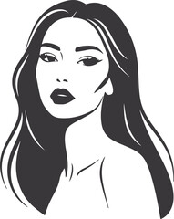 Minimalist black and white vector illustration of a woman s elegant profile and shoulders