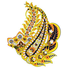 Isolated Vector Floral Paisley. Asian Arabian greeting card design