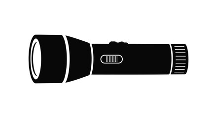 A stark black flashlight icon modern design isolated on a white background silhouette