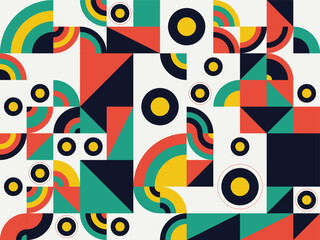 Colorful Abstract Pattern Design with Geometric Shapes and Circles