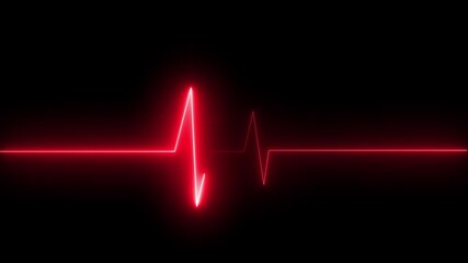 Graphic neon style heartbeat, palpitations. Concept: Medicine, health care, doctors red heart beat - Powered by Adobe