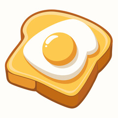 Sunny side up egg on toast illustration