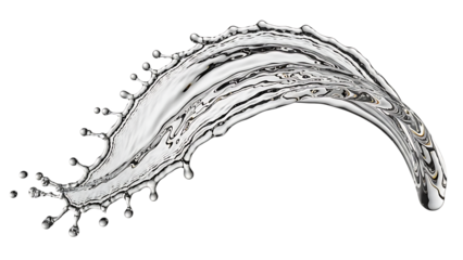 Dramatic splash of white liquid forming an arch against a black background
