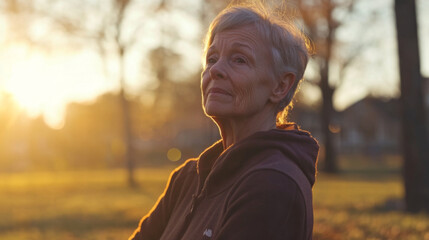 Joyful Woman Embracing Nature at Sunset
