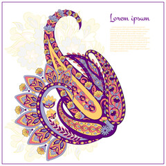 Isolated traditional Asian element Paisley. Traditional colorful paisley vector pattern. Pattern for textile design or fabrics. Fashionable design