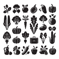 Assorted Vegetables Silhouette Set Vector Collection