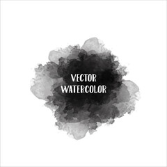 Black watercolor splatter vector art isolated on white background with space for text