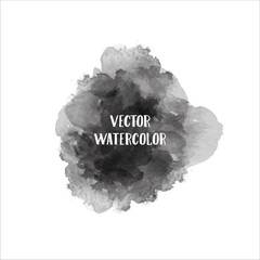 Abstract black watercolor splash stain vector on white background, grunge paint blot design element, artistic ink texture isolated illustration for creative designs