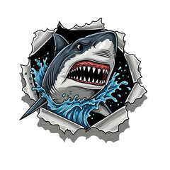 head of a shark on transparent background