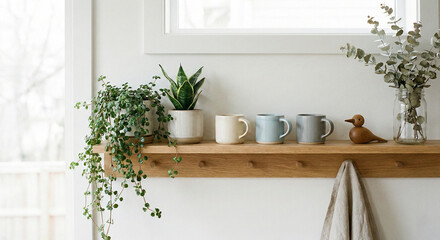 Minimal Scandinavian Kitchen Shelf Decor