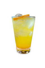 Top view of Lemon Soda in the glass, focus selective