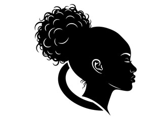 Silhouette of a Black Woman's Profile with a High Bun Hairstyle.