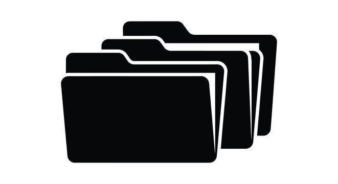 A stack of black folder icons against a white background a simple graphic silhouette